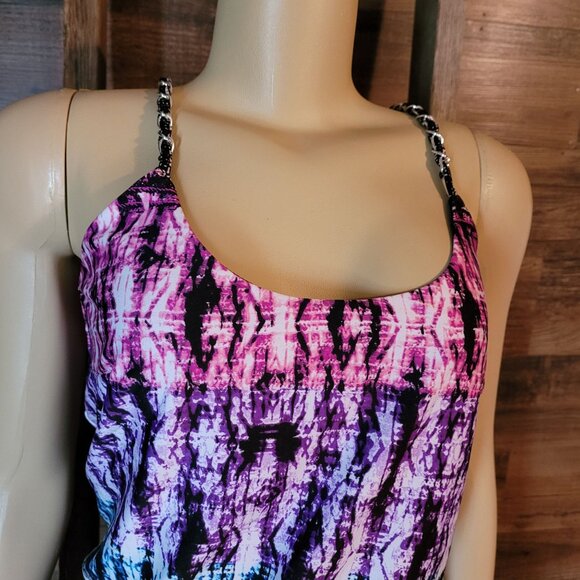 cato Watercolor Maxi Dress M Slinky Knit Stretch Waist Colorful Boho - Picture 3 of 12